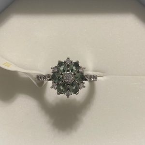 Bomb Party Ring, Lab Created Light Green Topaz, Size 7